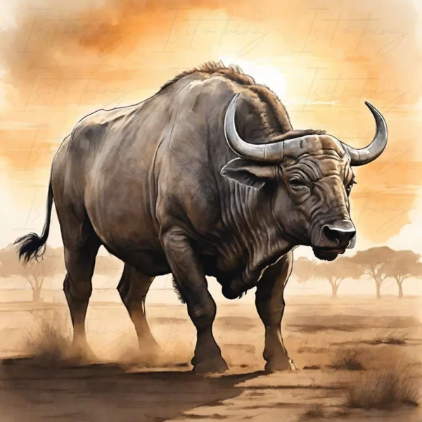 'African Buffalo 01' (Wall Art)
