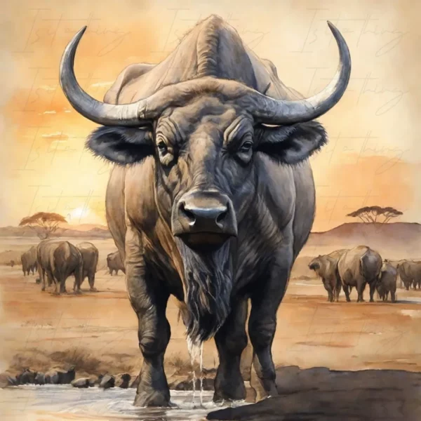'African Buffalo 02' (Wall Art)