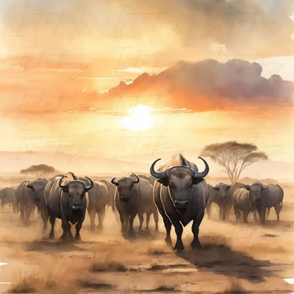 'African Buffalo Herd' (Wall Art)