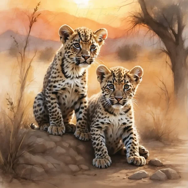 'Leopard Cubs 02' (Wall Art)