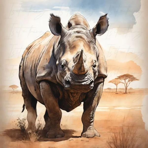 'Rhinoceros 01' (Wall Art)