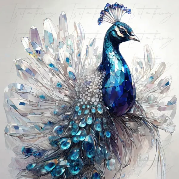 'Abstract Crystal Peacock' (24"x32" Framed Fine Art Print)
